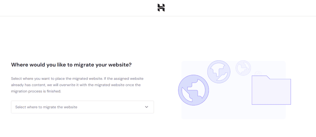 Decidere la posizione del sito web migrato su hPanel