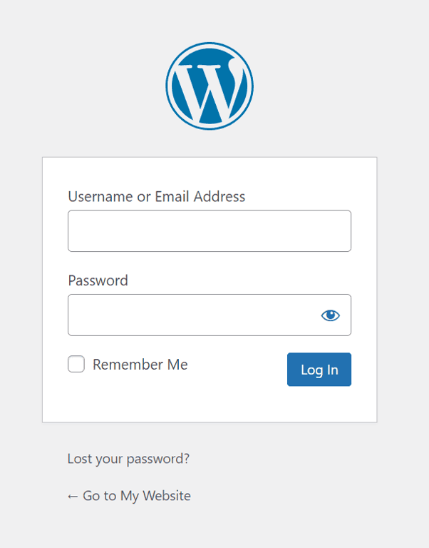 La pagina di accesso dell'amministratore di WordPress