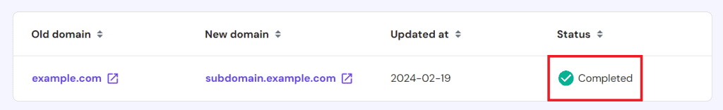 Revisione dello stato di duplicazione del sito Web nel menu Copia sito web di hPanel