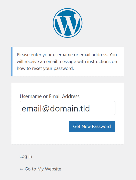 Compilare un indirizzo email nella pagina della password smarrita di WordPress