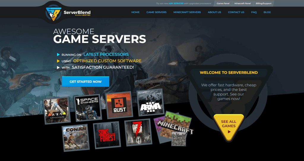 Landing page del sito web ServerBlend