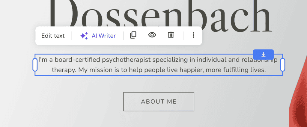 Editor di testo sul Website Builder di Hostinger