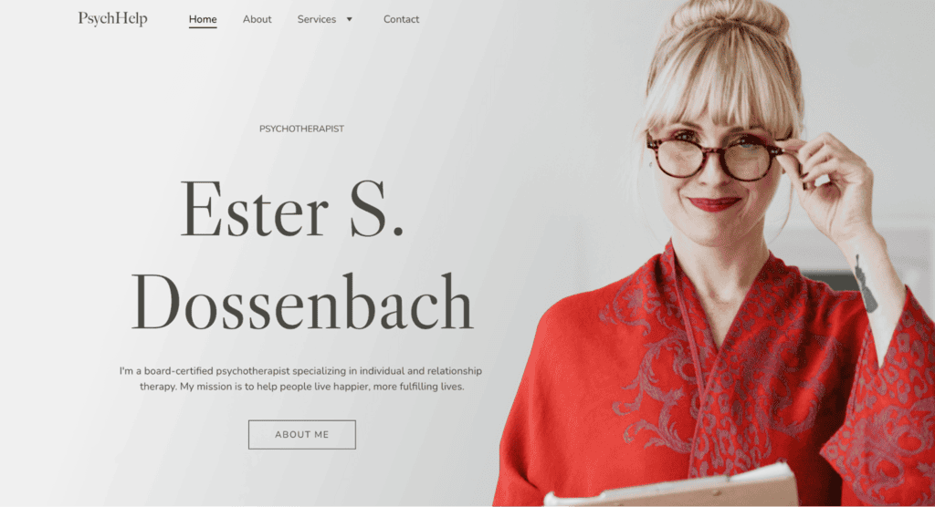 Template Dossenbach in modalità anteprima