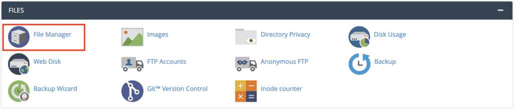 Accesso al File Manager su cPanel.