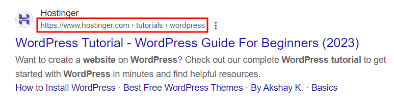 Esempio di struttura permalink nelle pagine dei risultati di ricerca di Google
