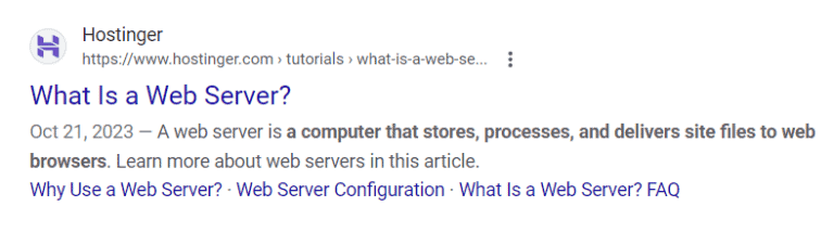 Esempio di meta title e meta description nelle SERP

