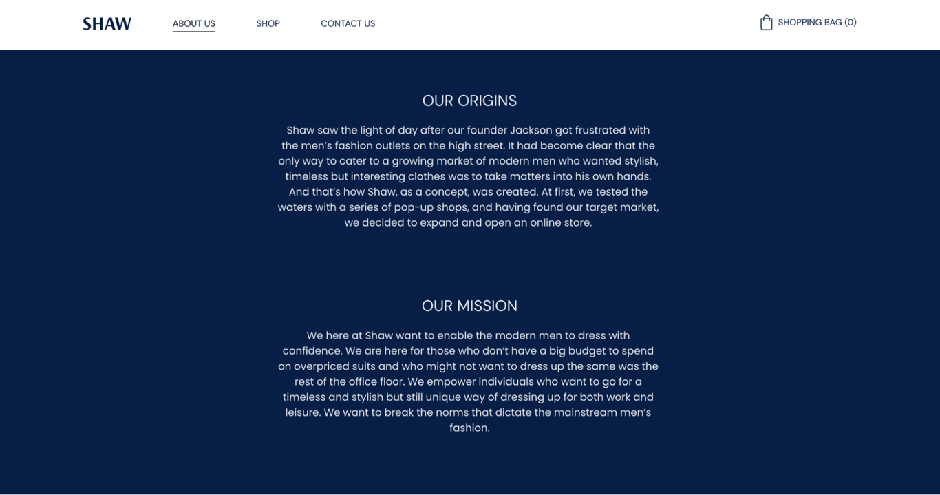 Esempio di una pagina "Chi siamo"