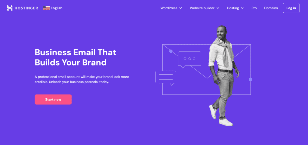 Landing page per l'email aziendale di Hostinger
