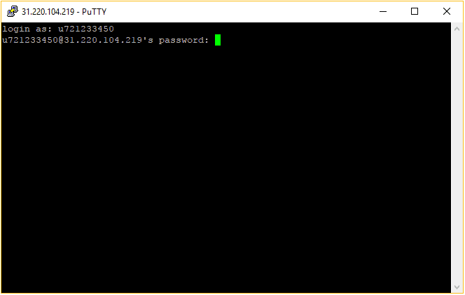 Una schermata del client SSH di PuTTY