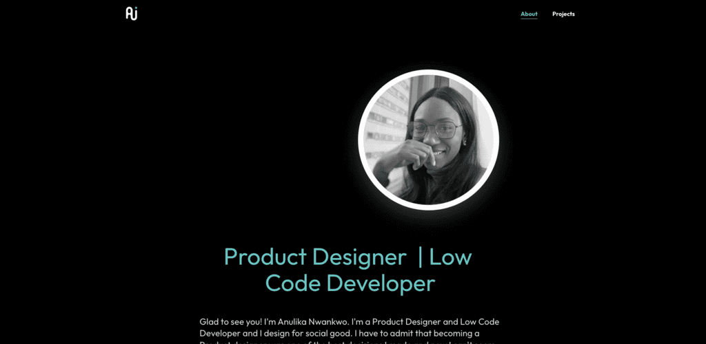 Pagina Chi sono di un product designer