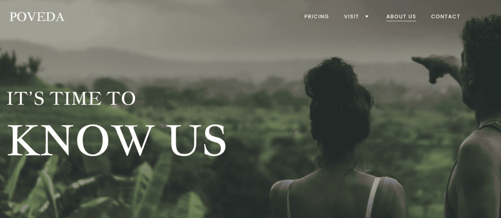 Template della pagina chi siamo di Poveda