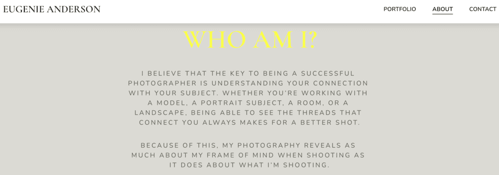 Template della pagina chi siamo di Eugenie