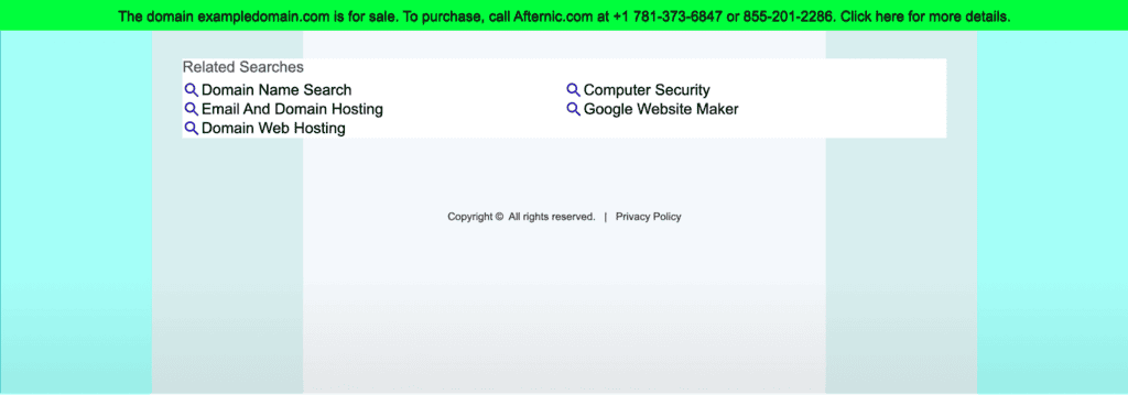 Informazioni sulla vendita di exampledomain.com e i contatti per acquistarlo.