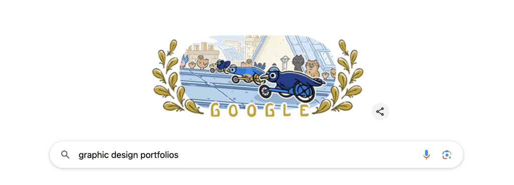 Screenshot della ricerca su Google di portfolio di graphic design