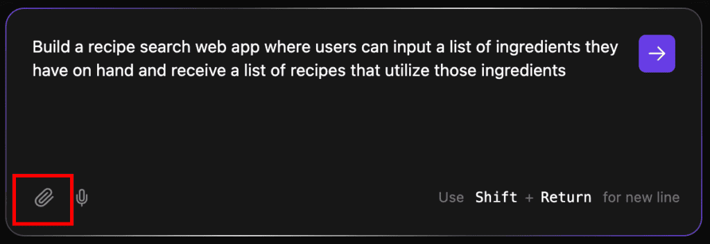 Funzione per l'aggiunta di allegati nel riquadro dei prompt