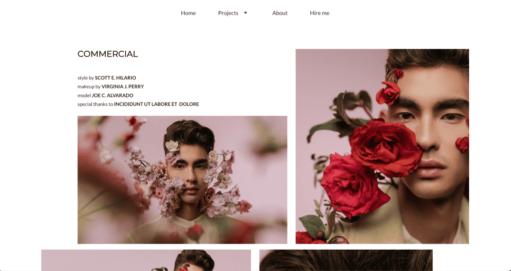 Un esempio di una pagina del progetto con molte immagini