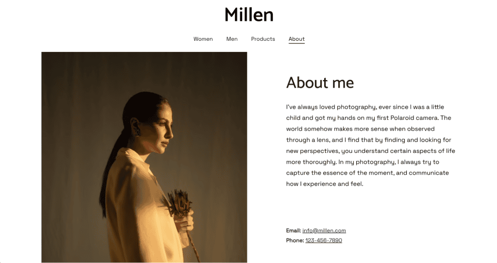 Esempio di una pagina Chi sono