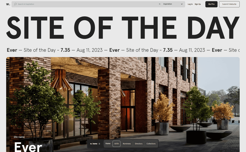 Homepage di Awwwards