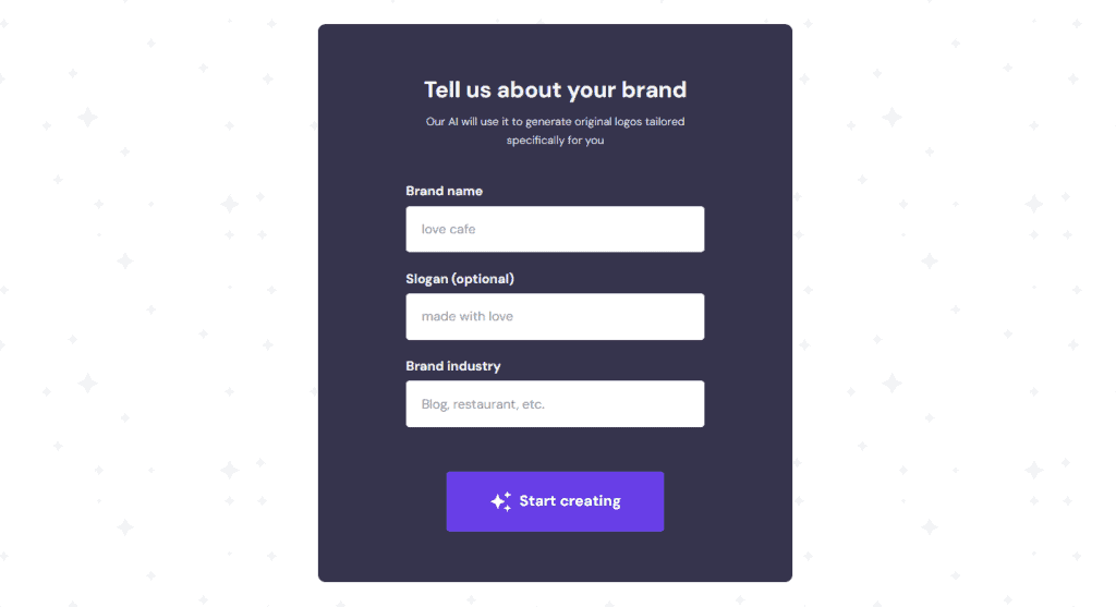 Modulo di richiesta di informazioni per l'AI Logo Maker di Hostinger