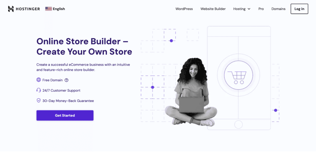 Landing page del website builder di Hostinger