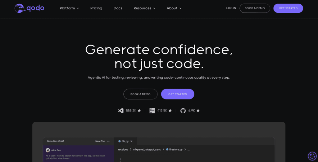 Landing page di Qodo