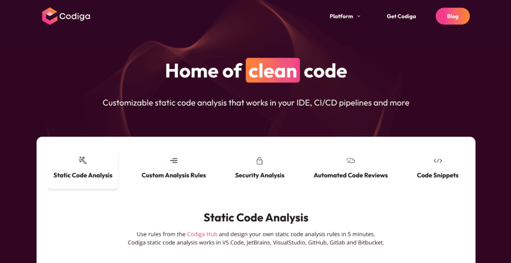 Landing page di Codiga