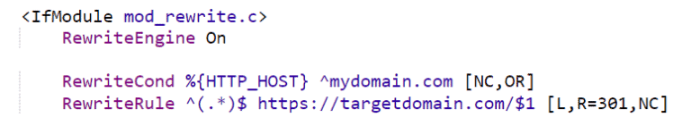 Aggiungere regole di reindirizzamento al file .htaccess