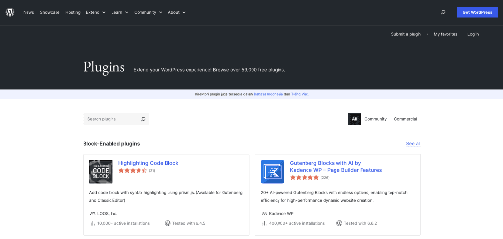 Directory dei plugin di WordPress