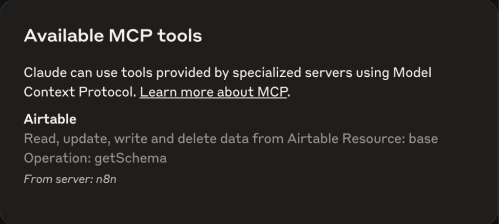Strumenti di Airtable MCP su Claude