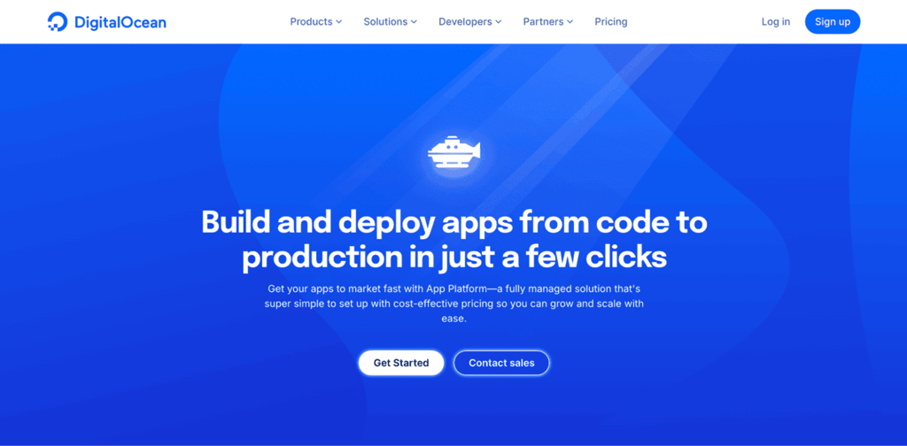 Landing page di Digital ocean app