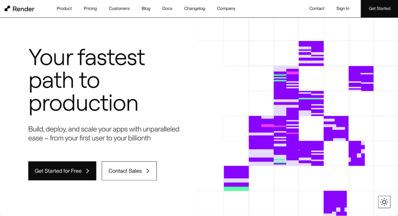 Landing page di Render