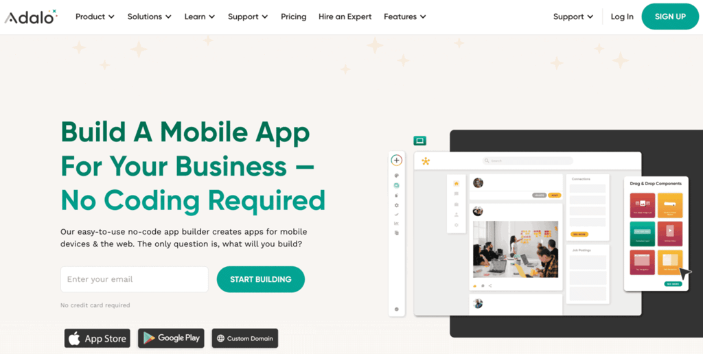 Homepage di Adalo