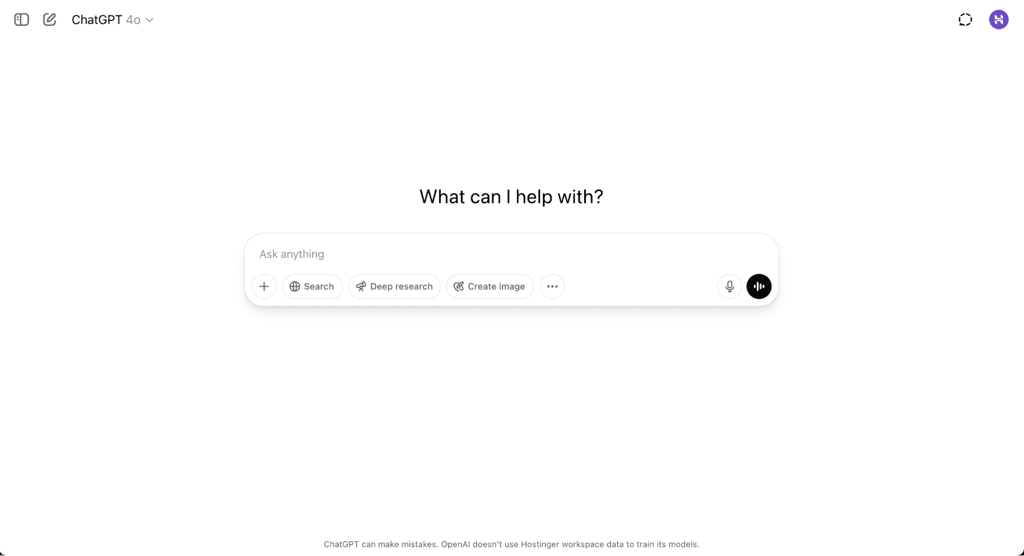 Landing page di ChatGPT