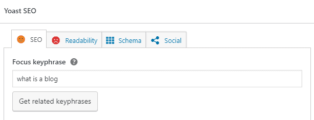 Parole chiave principali su Yoast SEO