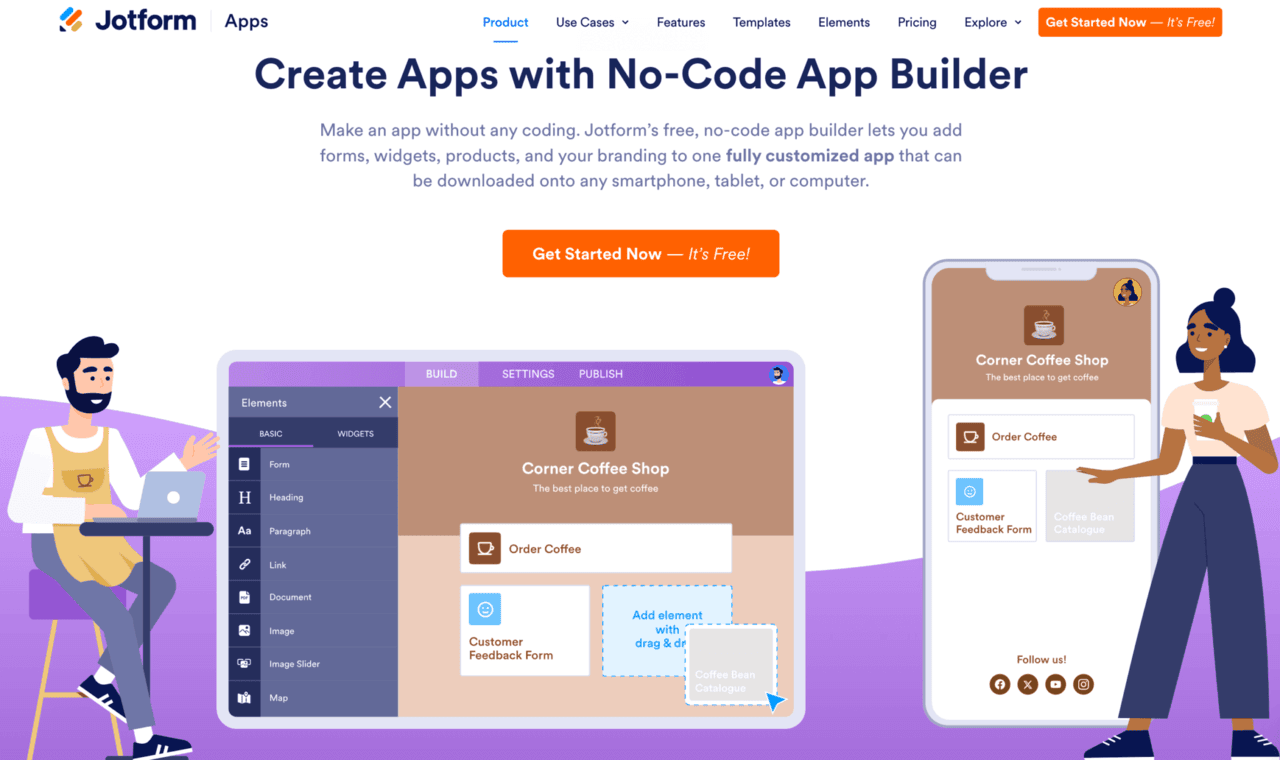 Landing page di Jotform Apps