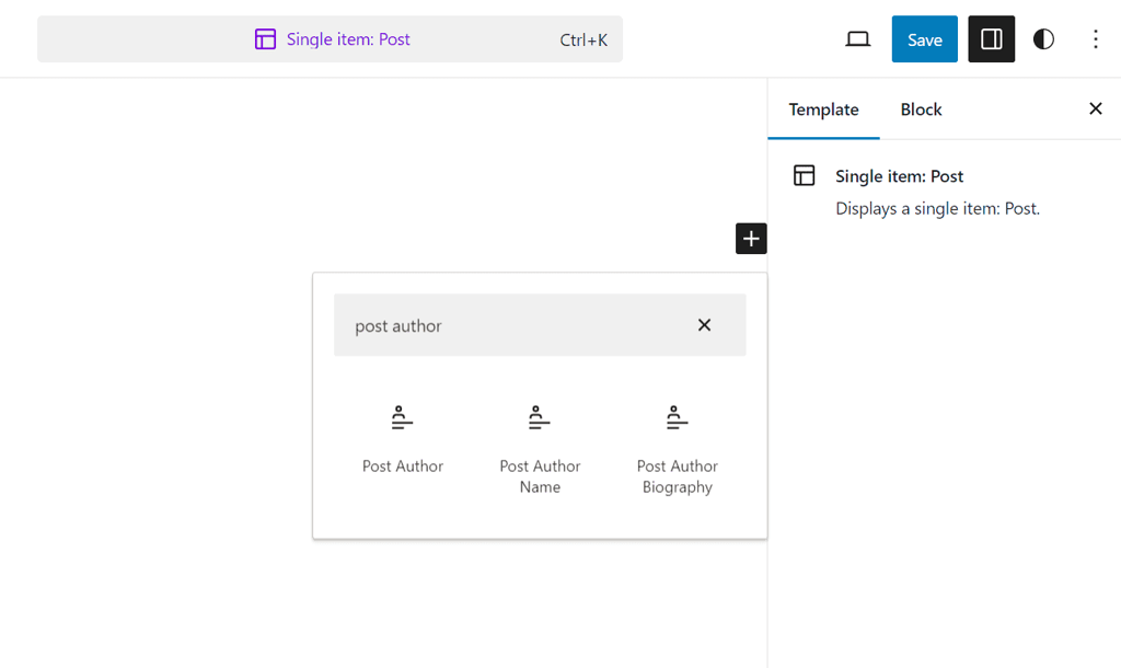 Screenshot dell'editor a blocchi di WordPress, che mostra i blocchi degli autori dei post