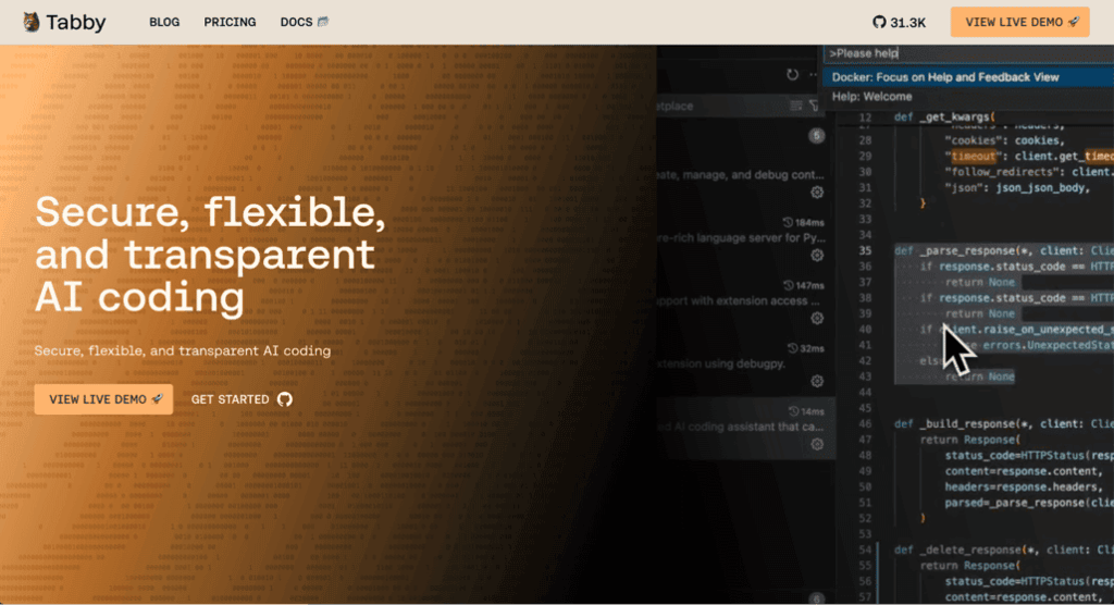 Homepage di TabbyML