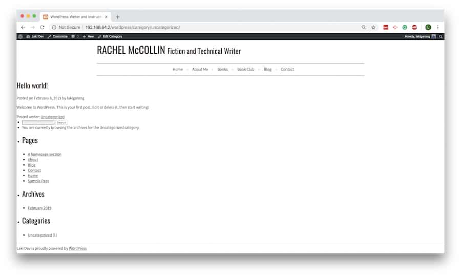 Tema caricato su WordPress