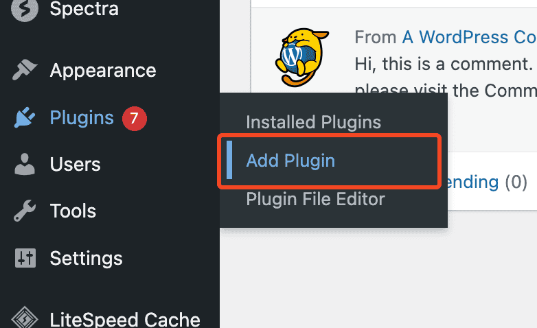Aggiungere un nuovo plugin su WP