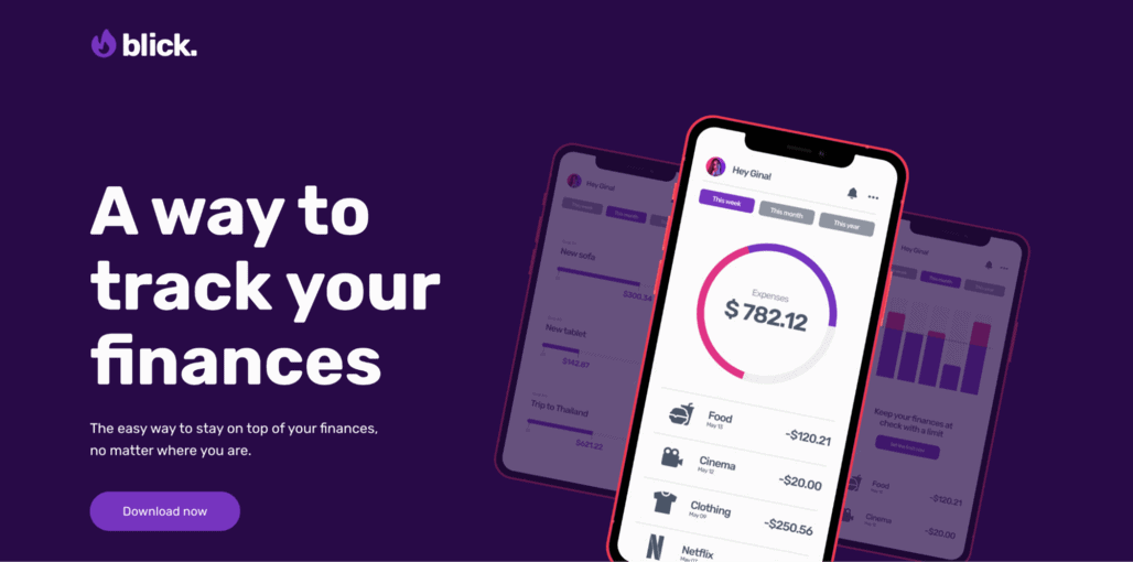 Il template di landing page Blick del website builder di Hostinger