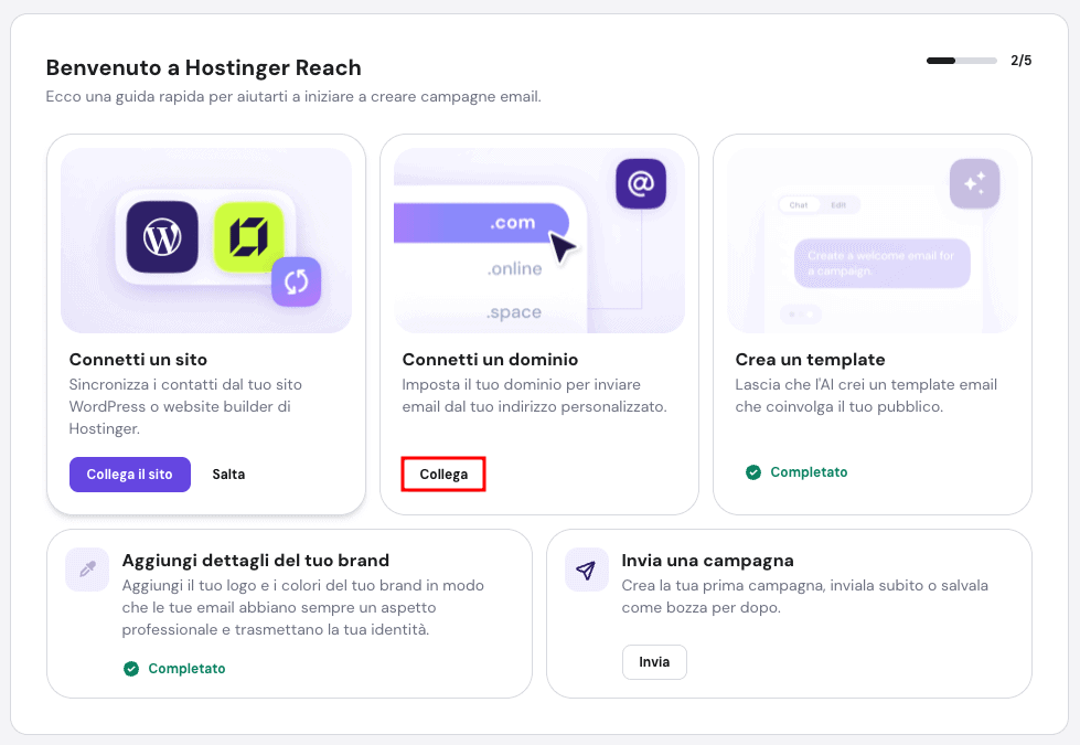 Collega il tuo dominio a Hostinger Reach