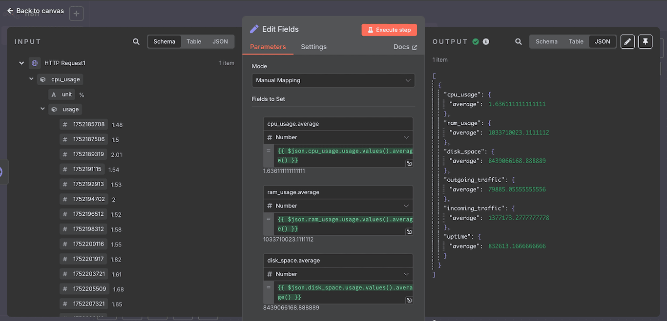 La logica di n8n per calcolare la media dei dati