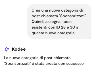 Kodee crea una categoria per la gestione dei post su WordPress