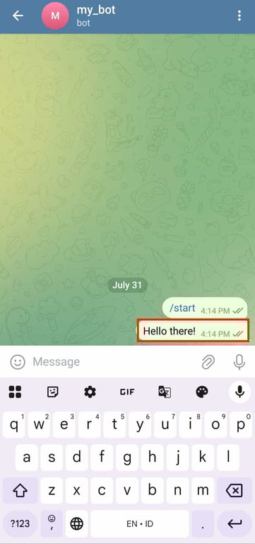 Inviare un messaggio di prova al nuovo bot di Telegram