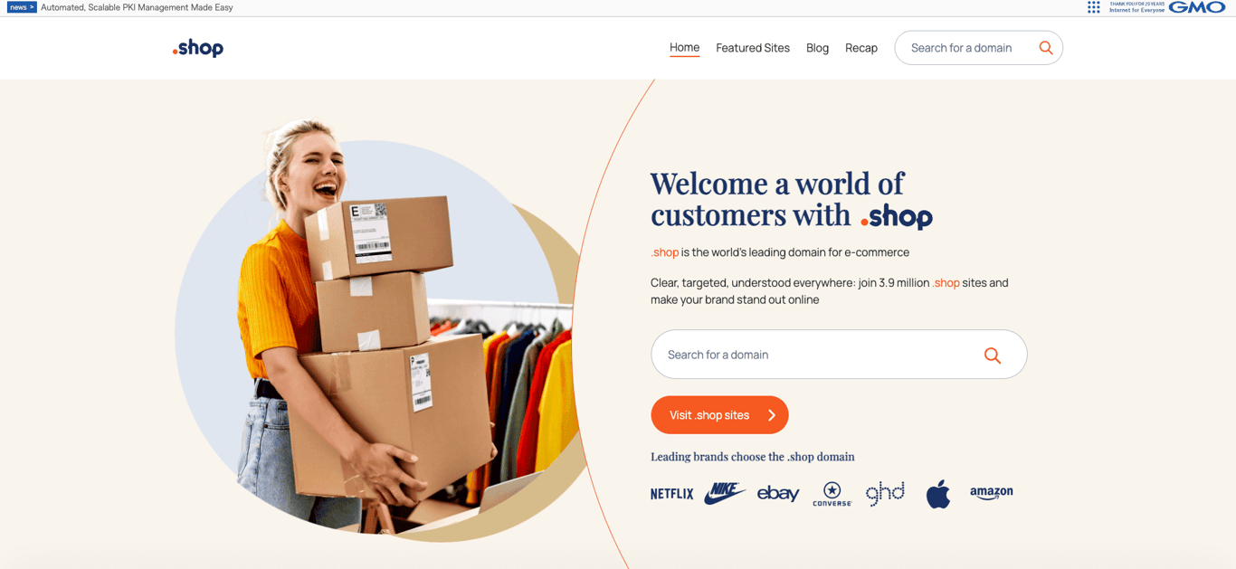 Homepage ufficiale di get.shop