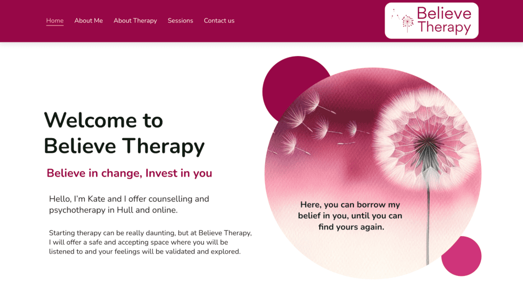 Believe Therapy homepage
