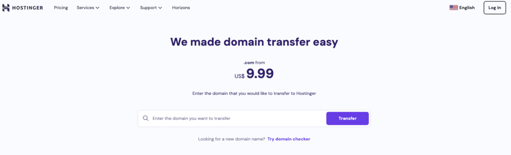Strumento per il trasferimento di domini di Hostinger