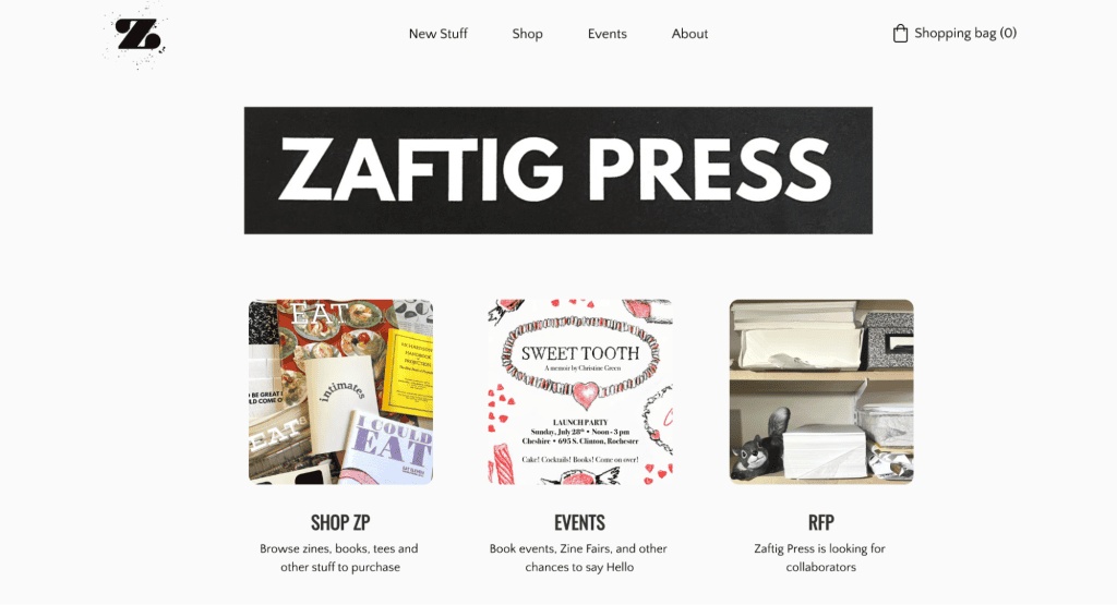 Zaftig Press homepage
