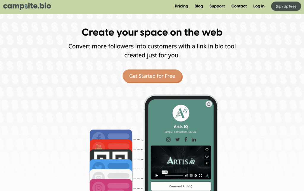 Homepage di Campsite.bio