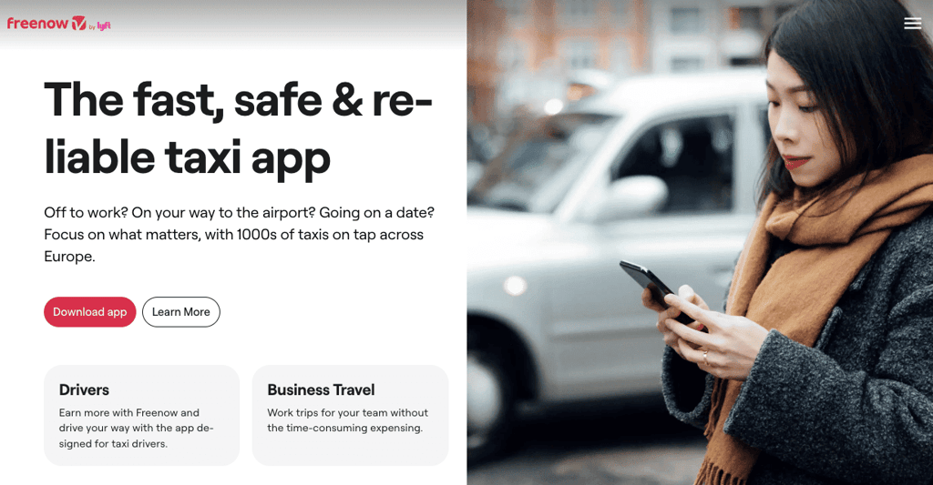Pagina di atterraggio per i rider di Freenow
